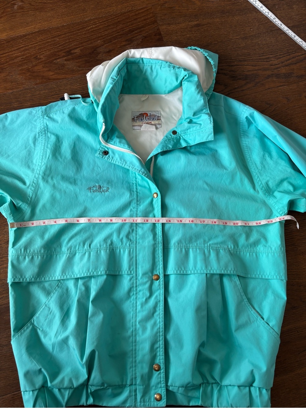 Vintage 90s FarWest Turquoise Lightweight Gore-Tex Windbreaker Rain Jacket - Picture 12 of 14